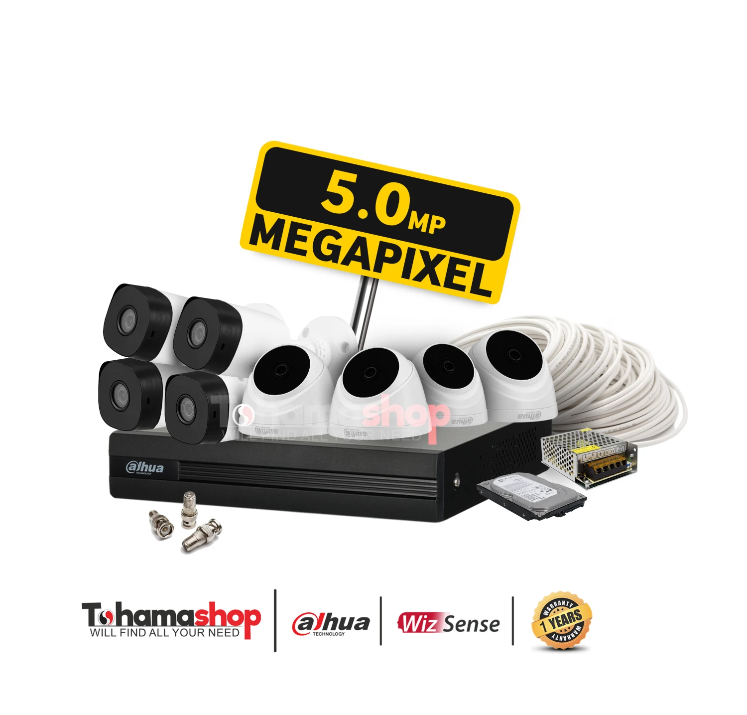 عرض 8 كاميرا مراقبة داهوا دقة 5 ميجا