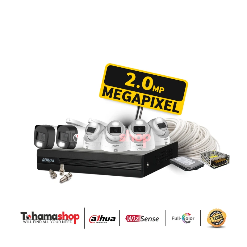 عرض 6 كاميرا مراقبة داهوا دقة 2 ميجا رؤية ليلية بالألوان