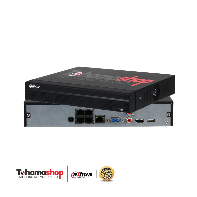 جهاز عرض و تسجيل شبكي داهوا 4 قناة بدقة 8 ميجا بكسل بـ 4PoE