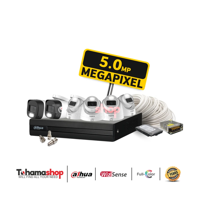 عرض 6 كاميرا مراقبة داهوا دقة 5 ميجا رؤية ليلية بالألوان